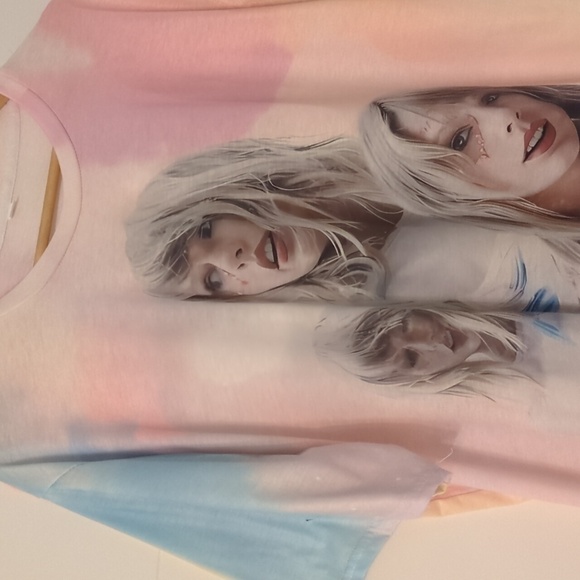 Taylor Swift Pink and Blue oversized Lover rainbow Short Sleeve Tee - Picture 4 of 8